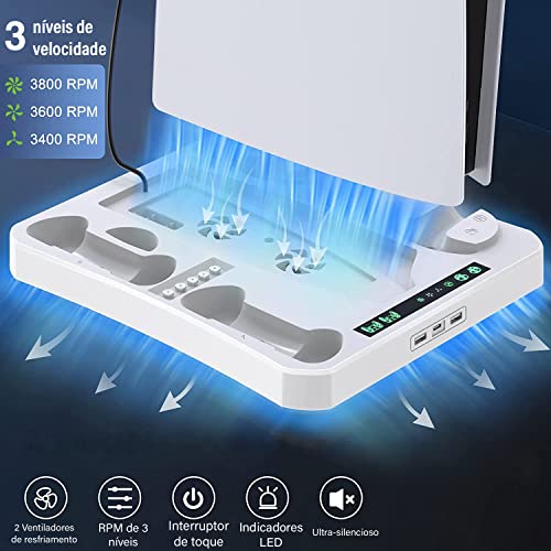 Estação de resfriamento do suporte de exibição PS5 e PS VR2 com controlador duplo e estação de carre