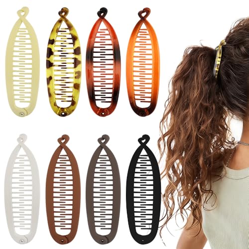 8 pinzas de cabello Banana para mujer, 4.3 pulgadas, para cabello fino y delgado, color neutro, accesorios para coleta miniatura 1