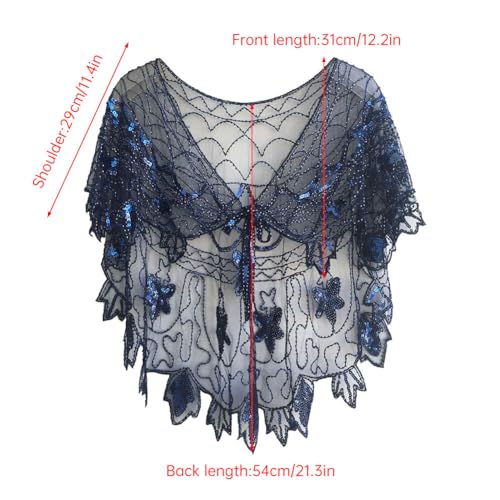 1920s Shawl Wraps Sequin Beaded Evening Cape for Women Embroidered Floral Pattern Flapper Cover Up Bridal Shawl2