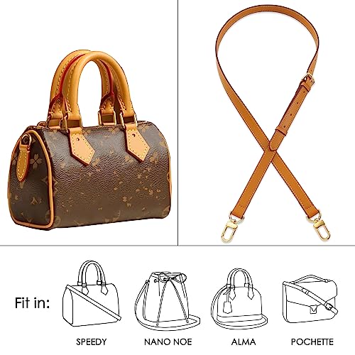 Image of Vachetta Genuine Leather Adjustable Genuine Leather Crossbody Straps Replacement (Honey brown)