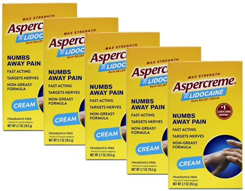 Aspercreme Pain Relieving Creme with Lidocaine Maximum Strength - 2.7 oz, Pack of 5