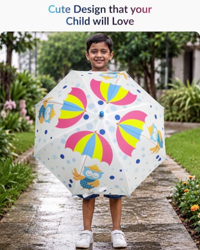 Image of Destinio Umbrella for Kids; Stylish & Cute, Child Safe, 100% Waterproof; Kids Umbrella for Girls, Boys and Baby