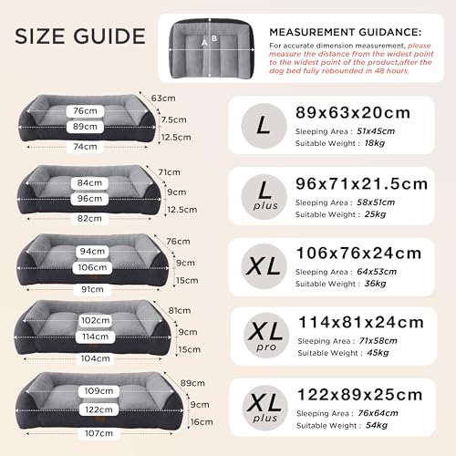 BEDSURE waschbares Hundebett Grosse Hunde - 106x76cm extra Dicke unterstützende Hundesofa mit wasserdichter Hülle, rutschfest Hundekorb große mit weichem plüsch Sherpa,Creme