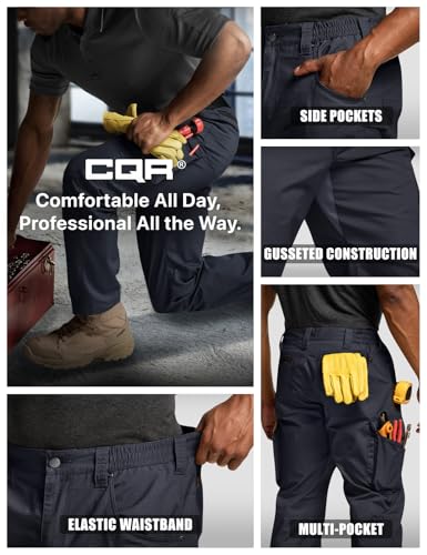 Image of CQR Men's Quick Dry Work Pants, Water Resistant Outdoor Tactical Pants, Lightweight Stretch Cargo Hiking Pants