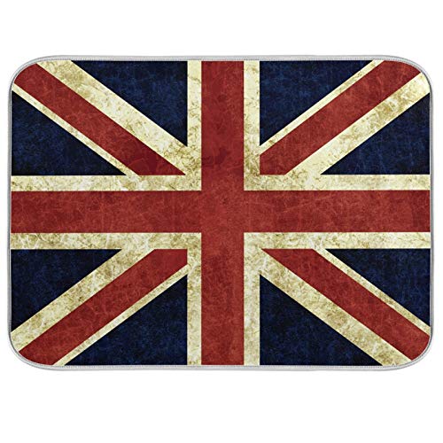 Mnsruu Tapis de séchage vintage drapeau britannique Union Jack Londres 40,6 x 45,7 cm