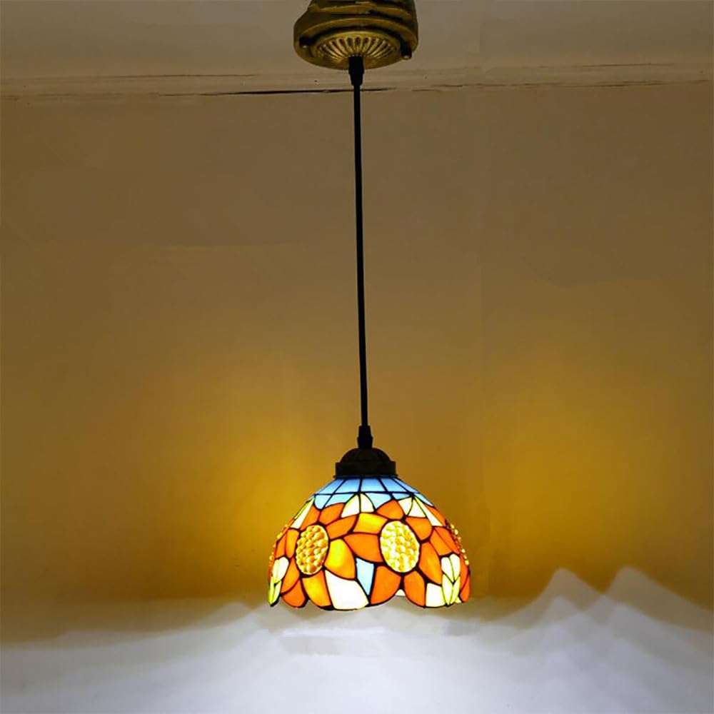 SXWNBIFH European Color Glass Chandelier Vintage Creative Pendant Lamp Home Restaurant Bar Hotel Corridor Bedroom BedHead Pendant Lamp (G D20CM)