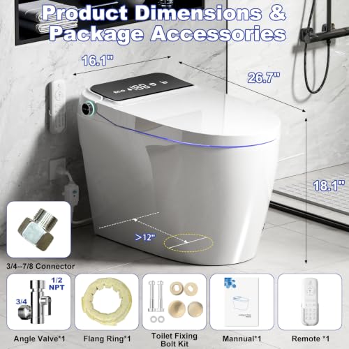 Image of LOUPUSUO Luxury Smart Toilet with Foam Shield Auto-Open /Close Lid