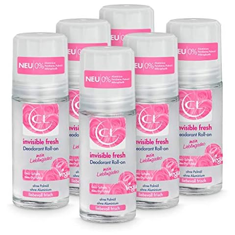 CL invisible fresh Deodorant Roll-on mit langanhaltendem Duft - 6er Pack 50 ml Deo Roller ohne Aluminium, Zink & Mikroplastik mit Blütenduft - veganes Deo Damen ohne weiße Flecken Cover