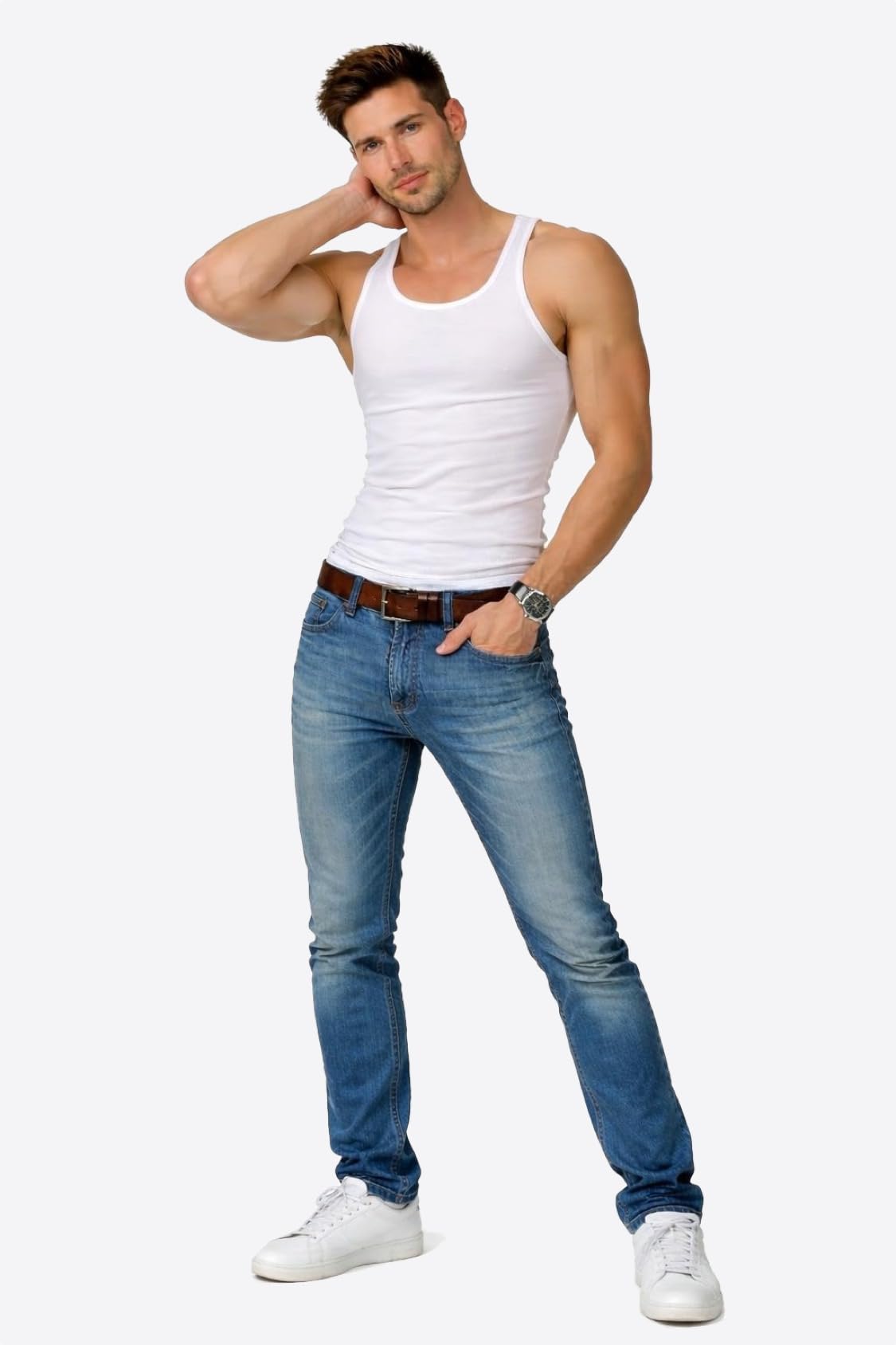 2 | 4 | 6 | 10 pezzi Canottiere da uomo a doppia costa, colore bianco, 100% cotone resistente e adatto all'asciugatrice