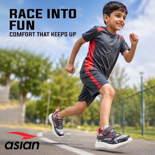 Image of ASIAN Boomer-05 Kids Sports Shoes with Velcro Strap | Lightweight Comfortable Stylish Shoes for Boys & Girls | Durable Grip Sole Casual Running Shoes