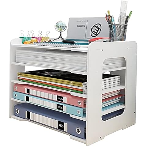 Letter Tray Organiser, Office Desk Tidy Storage Rack File Document Holder A4 Paper Filing Trays for Home Office School (5 Tier) Cover