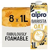 Alpro Barista Oat Drink - Plant-Based Long Life Dairy Free & Lactose Free - Great for Coffee Foam - 1L (Pack of 8)
