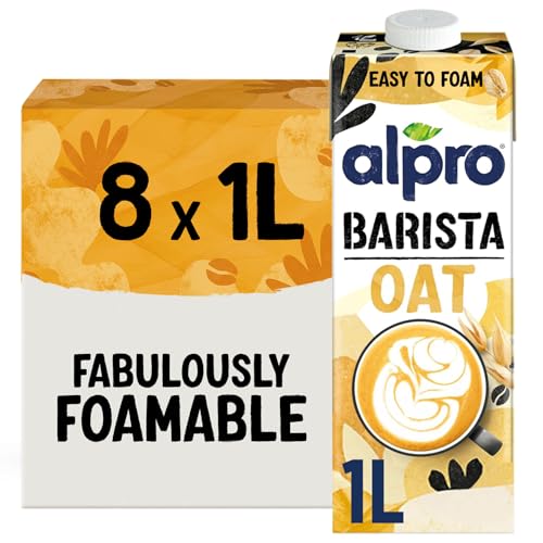 Alpro Barista Oat Drink - Plant-Based Long Life Dairy Free & Lactose Free - Great for Coffee Foam - 1L (Pack of 8)