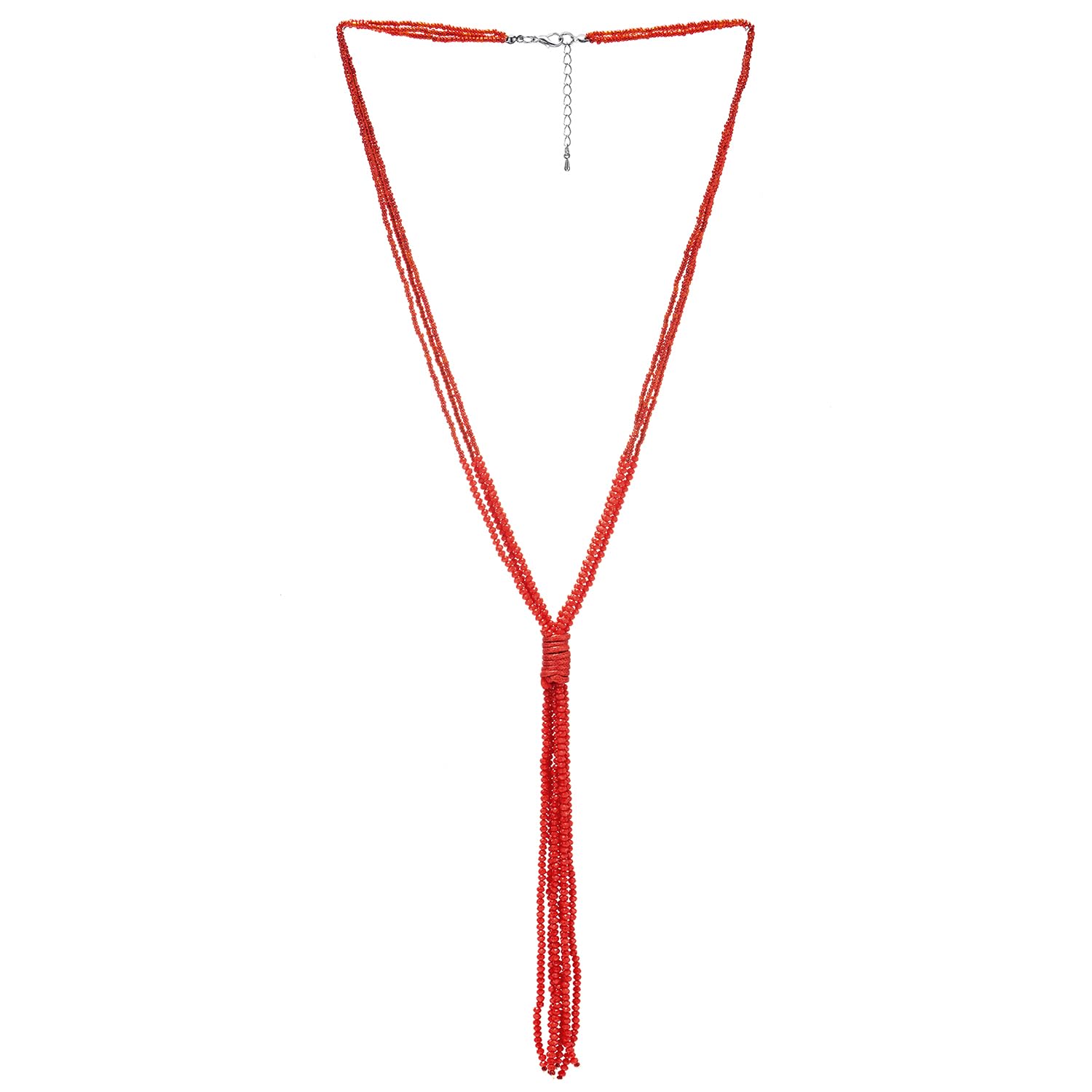 Collier lasso Y-forme long statement multi couches chaîne cristal perles