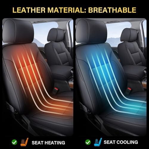 Image of Coverado Full Set Seat Covers Faux Leather(Black) Easy Install,Waterproof, Custom Fit Chevy Silverado /GMC Sierra (2007-2013 /2019-2025 1500; 2020-2025 2500HD /3500HD) Crew /Double /Extended Cab