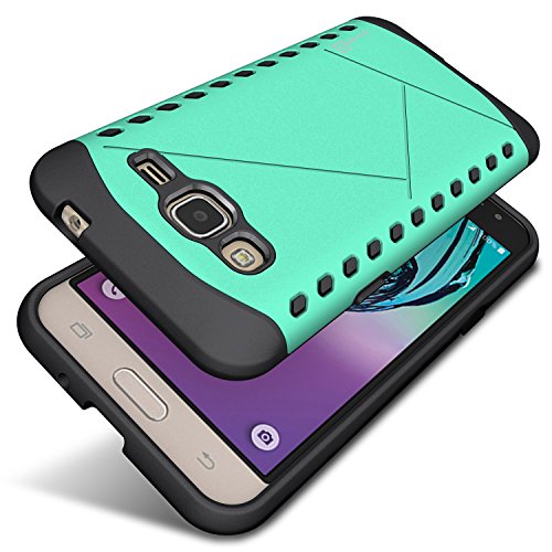 Galaxy Express Prime Case, Galaxy Amp Prime Case, Coveron [Paladin Series] Slim Fit Hard Protective Modern Style Phone Case For Samsung Galaxy Express Prime/Amp Prime - Teal & Black #TOP3