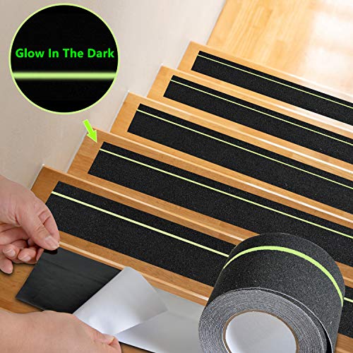 4" X 33Ft Grip Tape Anti Slip Traction Tape,Glow In The Dark Friction, Abrasive Adhesive Non Slip For Stairs, Indoor And Outdoor, Black Cosimixo #TOP4