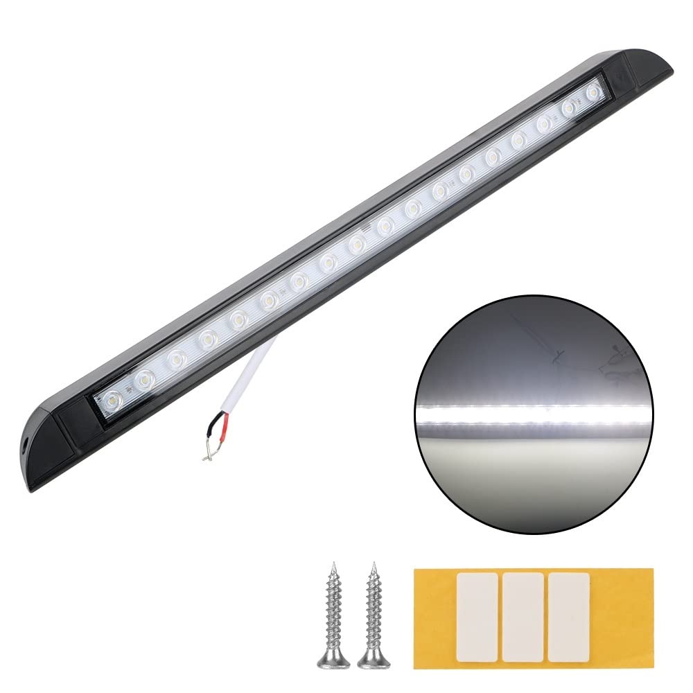 18 LED 12-28V Awning Lamp Outdoor Camping Light Equipment for RV Caravan Interior Wall Lamps Trailer Exterior Lamp 6000k(Nero)