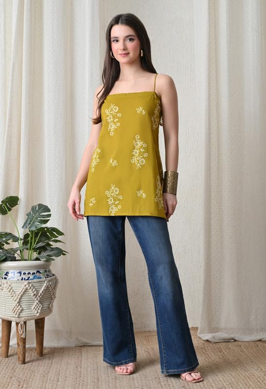 Women’s Printed Sleeveless Top | V-Neck Ethnic Tunic | Casual & Office Wear Stylish Top for Women CLICKKART108_ SK-06-M 1