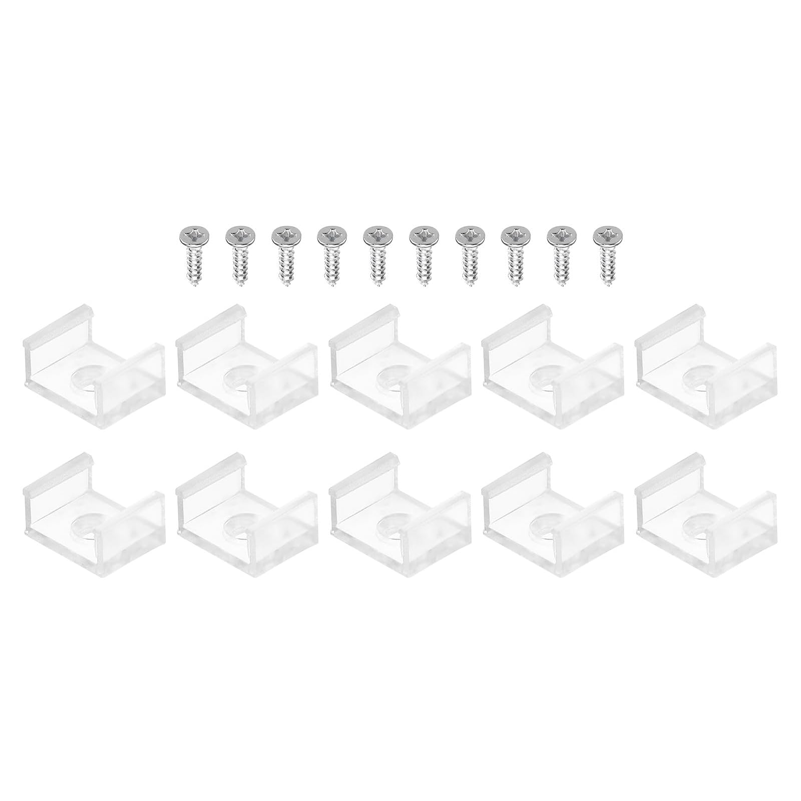 MACHSWON LED Strip Light Clips 30Pcs Mounting Bracket Fixing Clips Plastic Clamp Holders with Screws for 12mm Neon RGB Light Cable Ribbon Clear