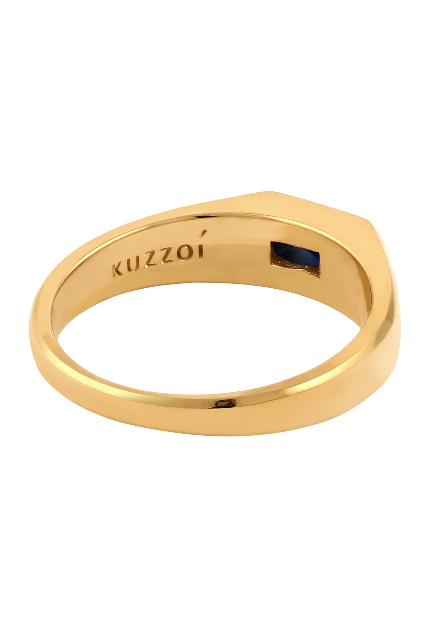 Kuzzoi Anello da uomo con zaffiro, in argento Sterling 925, placcato oro lucido, da uomo, misura 60-66, 0605282625