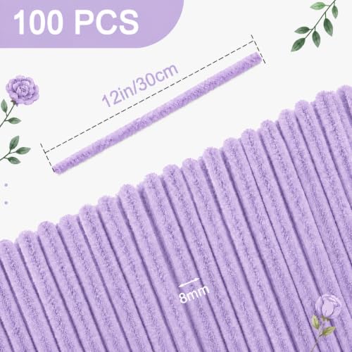 Image of YUNAMI 100 Pcs Pink Pipe Cleaners for DIY Craft Flowers - Fuzzy Chenille Stems & Fluffy Sticks for Arts & Crafts, Creative School Projects, Kids Craft Supplies, Home & Party Decor (Irish Purple, 100)
