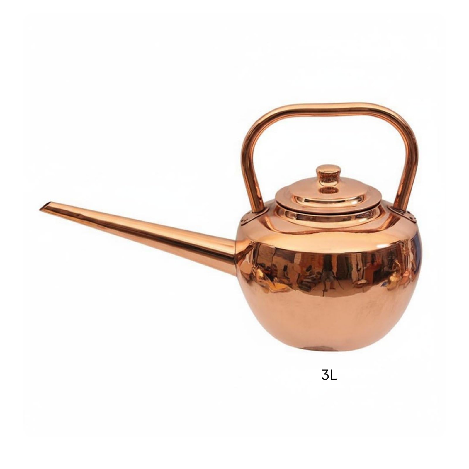 Mestolo da Zuppa in Rame Puro Teiera Kettle Pentola Servizio Liquidi con Beccuccio Lungo Finitura Artigianale Addensato per Versare Senza, Rame, Rame, 3L