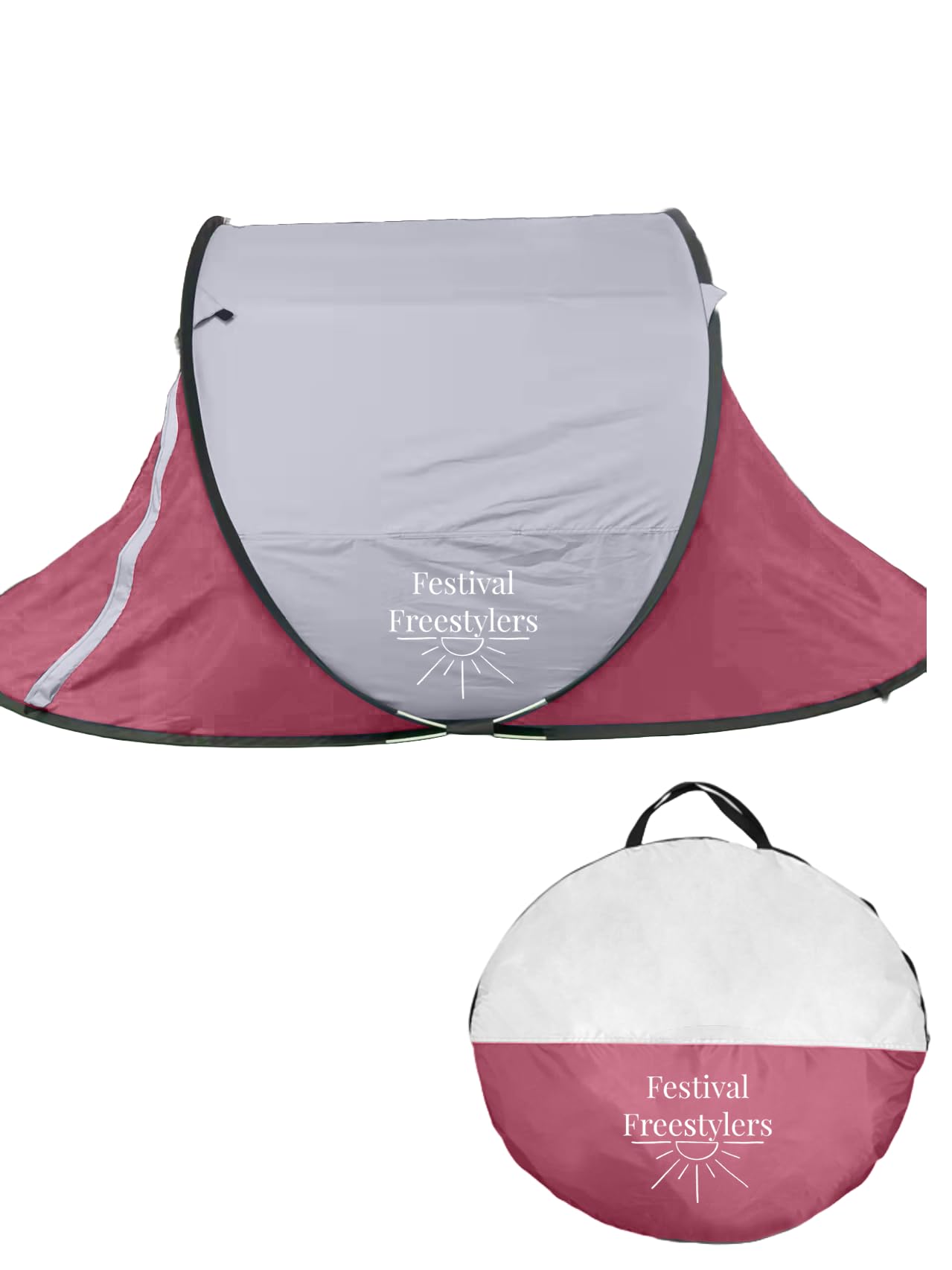 Festival Freestylers 2 person pop up tent, waterproof with sewn in ground sheet, light weight with handy carry case (Pink)