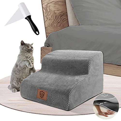 ZNM Escaliers pour Chien, Rampes Inclinés pour Chien à 2 Marches en Mousse à Haute Elasticité avec Housse Rembourrée Lavable, Résistant à l’ Eau et antidérapant, Envoyer Rouleau adhesif Vetement Cover