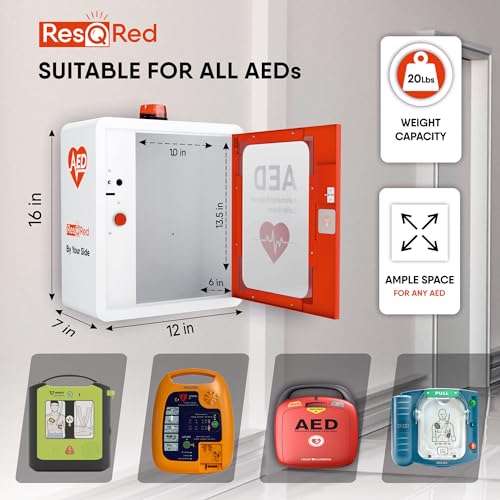 Resqred Aed Defibrillator Wall Mounted Cabinet With Metal Aed Projecting Sign thumb #3
