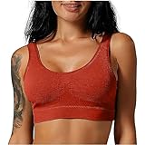 Minimizer BH Ohne Bügel Push Up BH mit Einlagen BH Guter Halt Hilfsbrüste Straffen Shock Absorber Sport BH Yoga Fitness Gym Bralette Top BH 95A Glitzer Top Damen Party Rot L