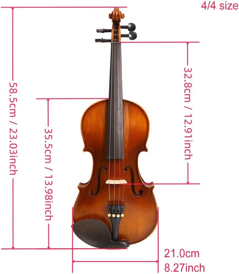 Yinfente 4/4 Acoustic Violin Kit Full Size Fiddle Maple Spruce Top Ebony Fittings For Beginner,Student,Adult With Hard Case,Bow,Extra Strings,Shoulder Rest HandCrafted