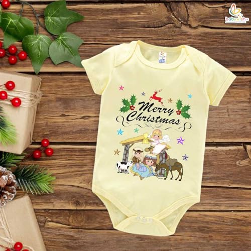 Image of baby wish Baby Christmas Bodysuits Newborn Santa Baby Romper Half Sleeve Unisex Romper Merry Christmas Party With Animal