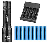 Tokeyla LED Flashlight with 8PCS 3.7V 5000mAh 18650 Rechargeable Battery and Universal 4 Bay Battery Charger, AAA or 18650 Battery Supported, 2000 Lumens 5 Modes Flashlight for Camping Hiking