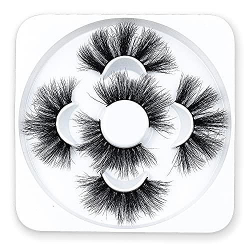 AGANIPPE Fake Eyelashes, 25mm Dramatic Eyelashes Fluffy, 3 Pairs False Eyelashes, Handmade Faux Mink Fluffy Eyelashes, Reusable
