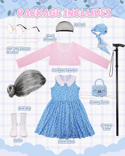 Disfraz de Abuela para Niñas Talla 110 Azul miniatura 3
