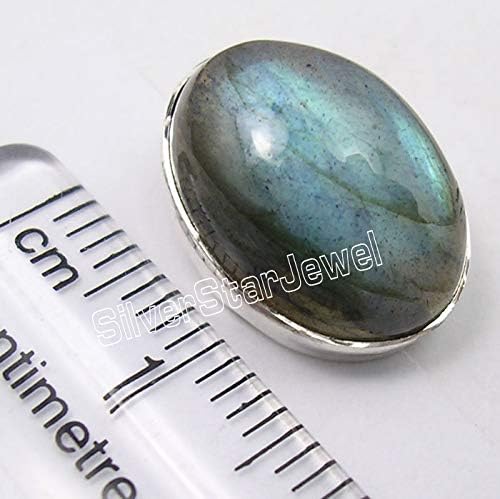 925 Sterling Silver Labradorite Stud Earrings 0.6" Women Fashion