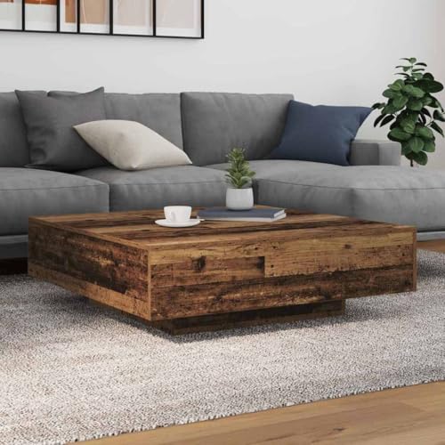 Frdhee Kleiner Couchtisch Sofa Beistelltisch,Couchtisch Altholz 100 x 100 x 31 cm Holzwerkstoff,Sofatisch für Wohnzimmer,Schlafzimmer