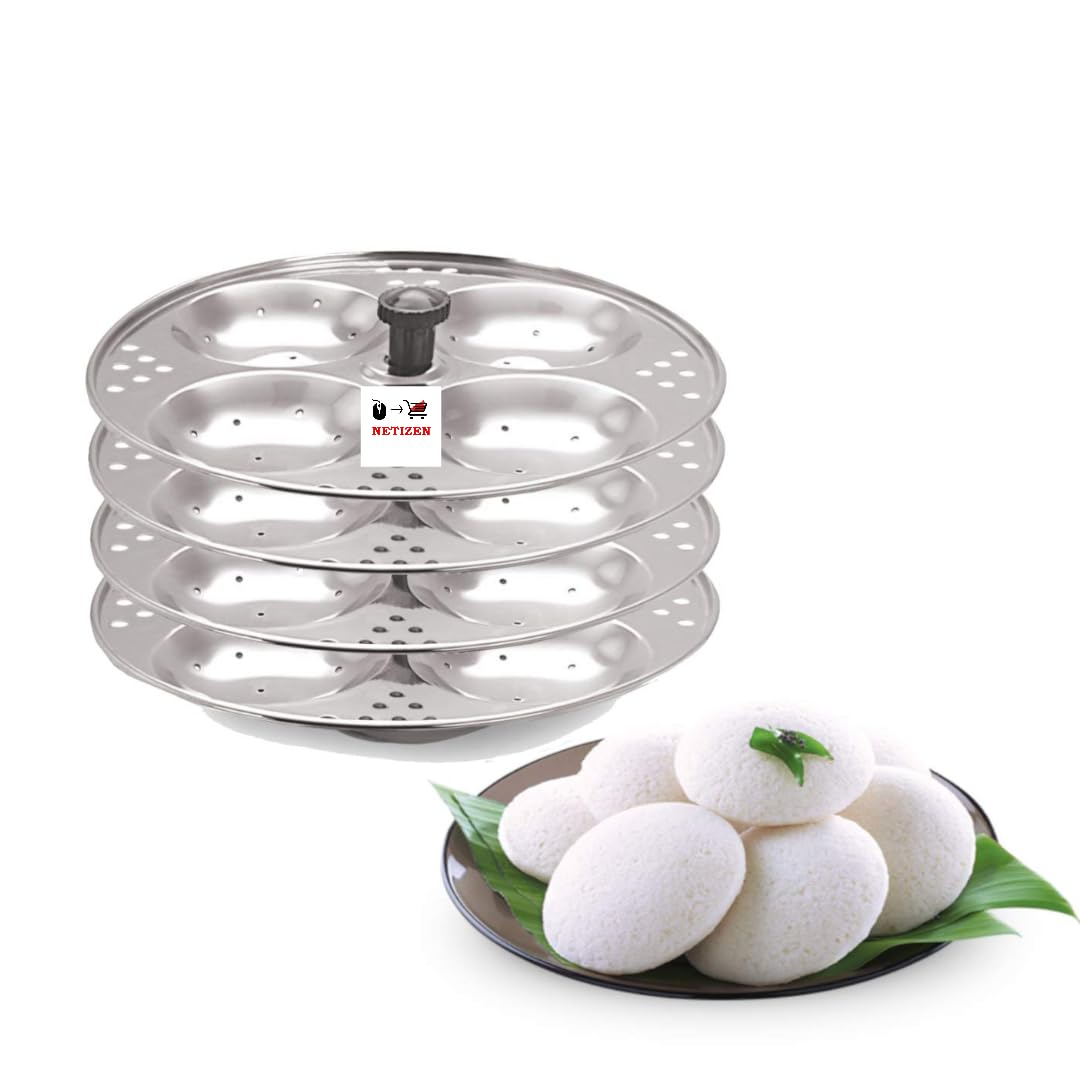 Netizen Non-Stick Stainless Steel Large Size Idli Stand/Idli Maker Makes soft idlis easy at Home, idli maker stainless steel, idly maker, steel idli maker, idli stand (4 Plate (16 Idli)) (B0CP4BSTPD) Amazon Price History, Amazon Price Tracker