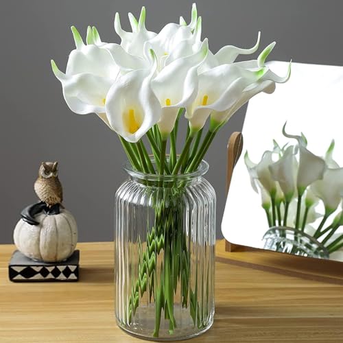 TIED RIBBONS Silk 10 Pcs Artificial Calla Lily Flowers Bunch for ...