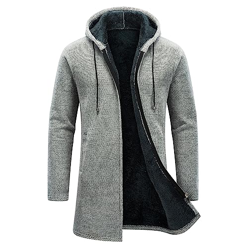 Cardigan homme long à capuche zippé KUDORO en tricot épais