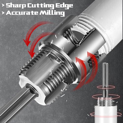 Image of 2 Pcs Pipe Thread Cutting Tool Integrated Internal & External Pipe Threading Tool Electric Drill Compatible PVC Tube Threader Kit, 1 /2 inch, 3 /4 inch, 1'' Tube Sizes Rethreading Kit(2 Sizes, Silver)