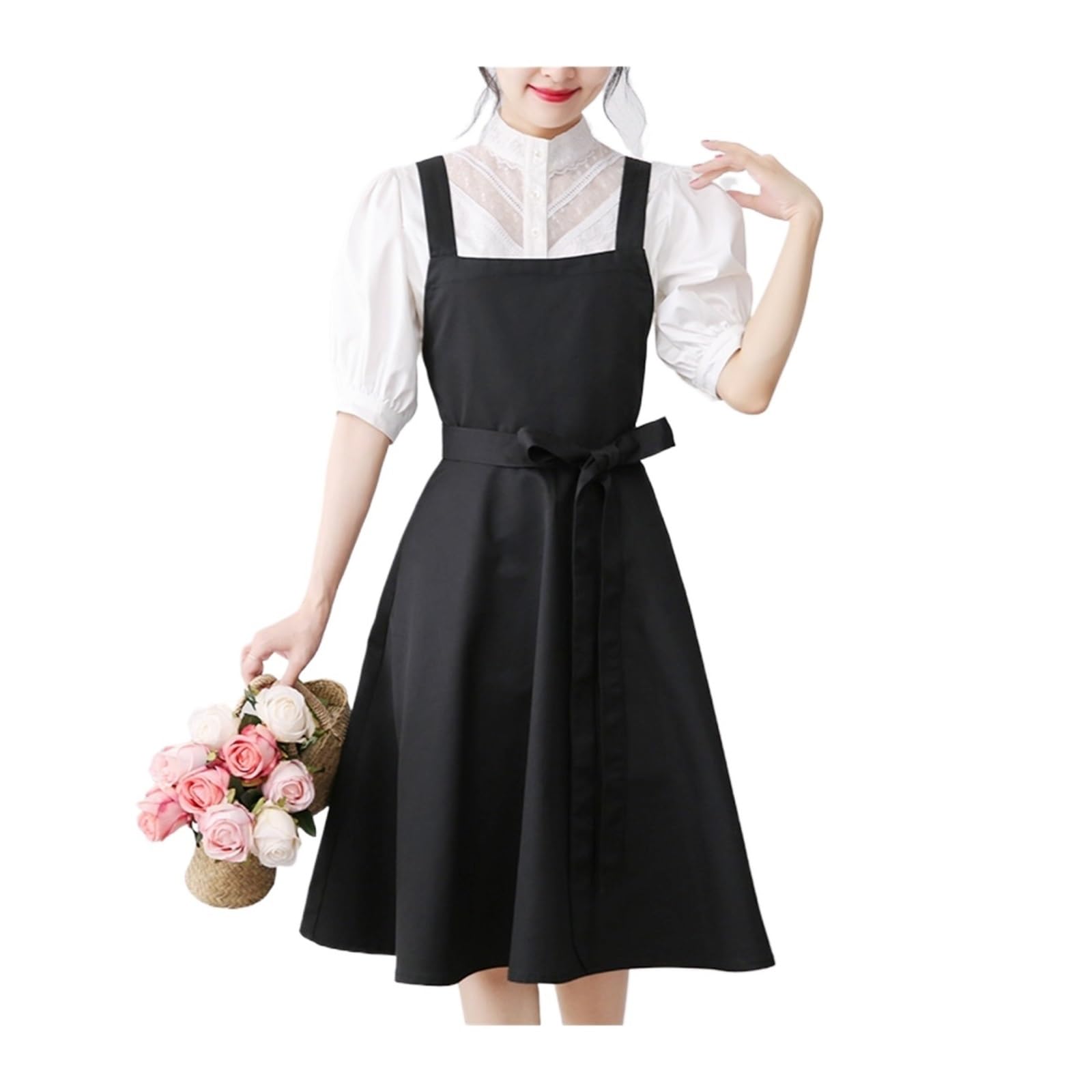 delantal Delantal cruzado con espalda for mujer, vestido de cocina, peluquería, floristería, tienda flores, babero, camarero jardín, limpieza general