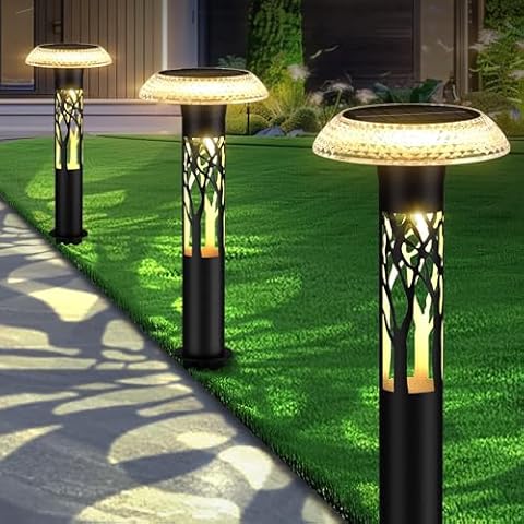 Eyrosa Large Solar Pathway Lights 6 Pack, Solar Lights Outdoor Landscape Lighting for Outside Path Walkway Driveway Sidewalk Patio Lawn Yard Garden Decor Cover