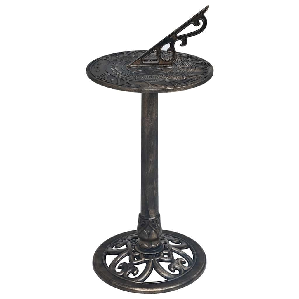 Sonnenuhr für Garten und Terrasse, Antike Optik, Wetterfest, Durchmesser 35,5 cm, Höhe 82 cm, Bronze-Optik