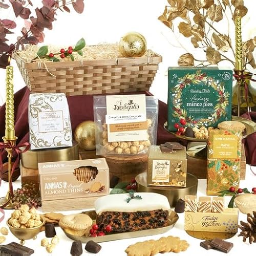 The White Christmas Hamper for Couples, Friends & Family – Alcohol Free Hamper with Rich Fruit Cake, Italian Panettone, Clotted Cream Fudge & Artisan Chocolate – Clearwater Hampers & Gourmet Gifts