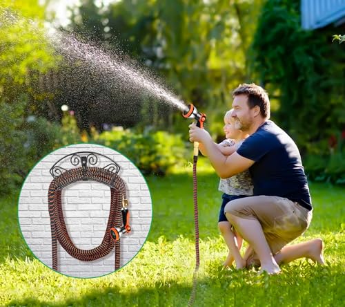 Image of TomCare Garden Hose Holder Heavy Duty Water Hose Holder Solid Metal Hose Hanger Wall Mount Decorative Durable Garden Hose Storage Hose Reel Hose Organizer for Outside Yard, Black