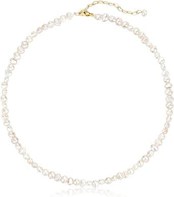 Pearl Choker Necklace 16&#39;&#39; Pearl Chain Necklace 3mm Handpicked Dainty Tiny Small Beaded Pearl Necklace Gifts for Women Girls