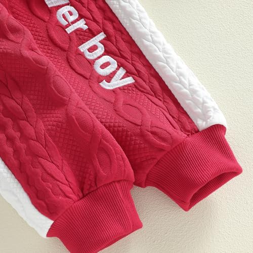 Image of Babieshouse Newborn Baby Boy Clothes Mamas Boy Bear Embroidery Long Sleeve Romper Pants Set Fall Winter Outfits 3-18 Months