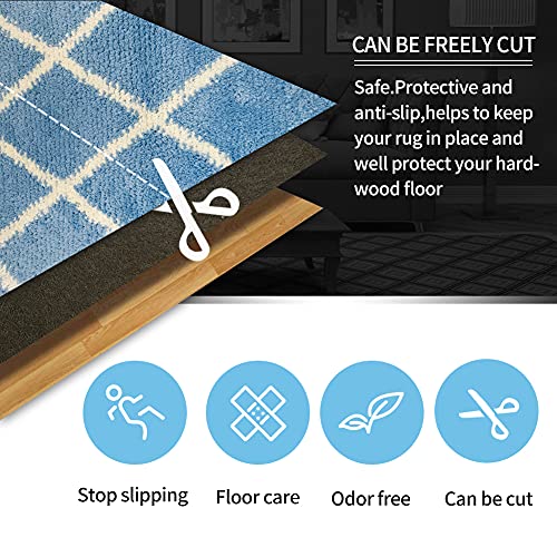 Non Slip Area Rug Pad - 9 x 12, 1/3\" Thick Dual Surface. Reduce Noise Grippers Area Runner Carpet Mat for Hardwood Floor, Super Strong Grip, Provides Protection and Cushion